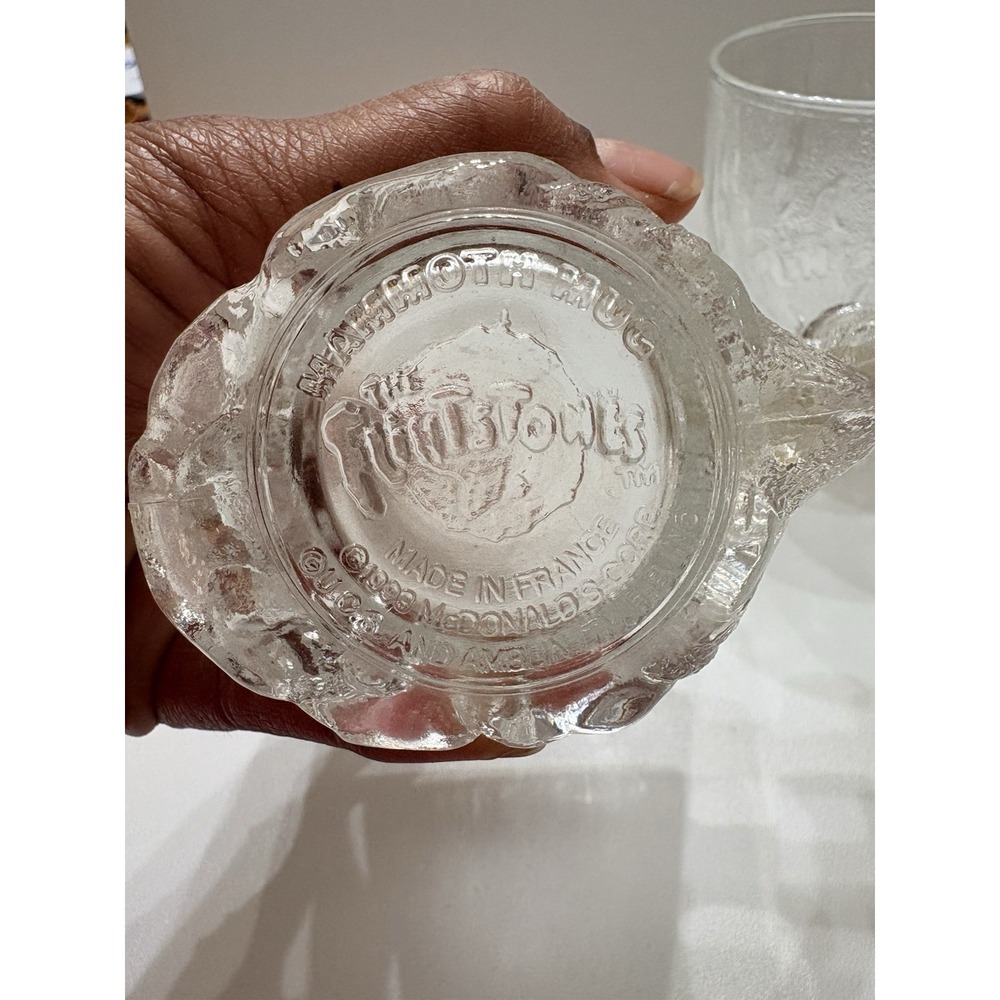 Lot Of 2 1993 McDonald's The Flintstones Mammoth Glass Mug Made in France - Picture 2 of 3